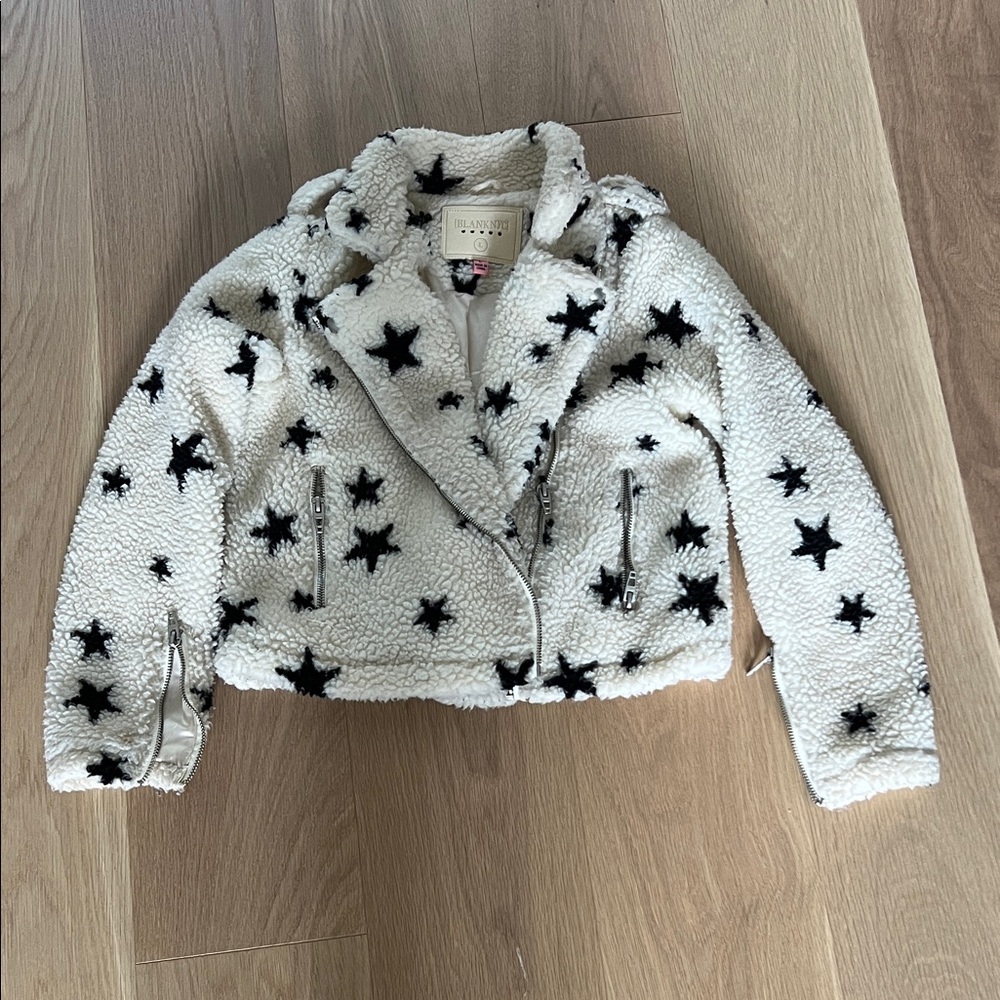 Blank NYC Girls Black Star Sherpa Jacket Size L